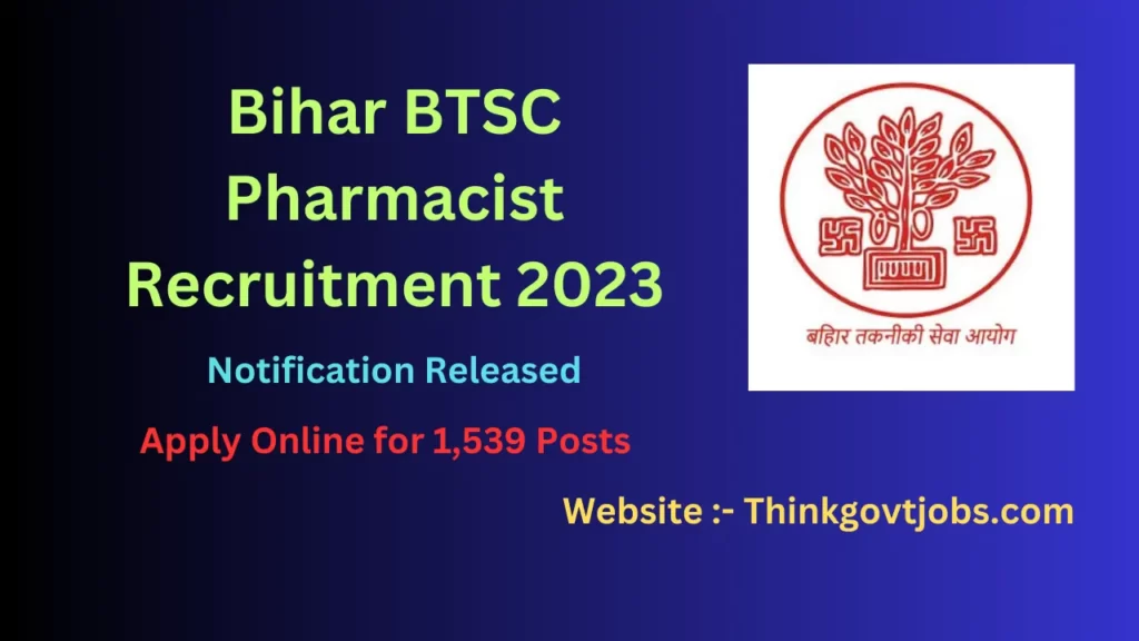 Bihar BTSC Pharmacist Recruitment