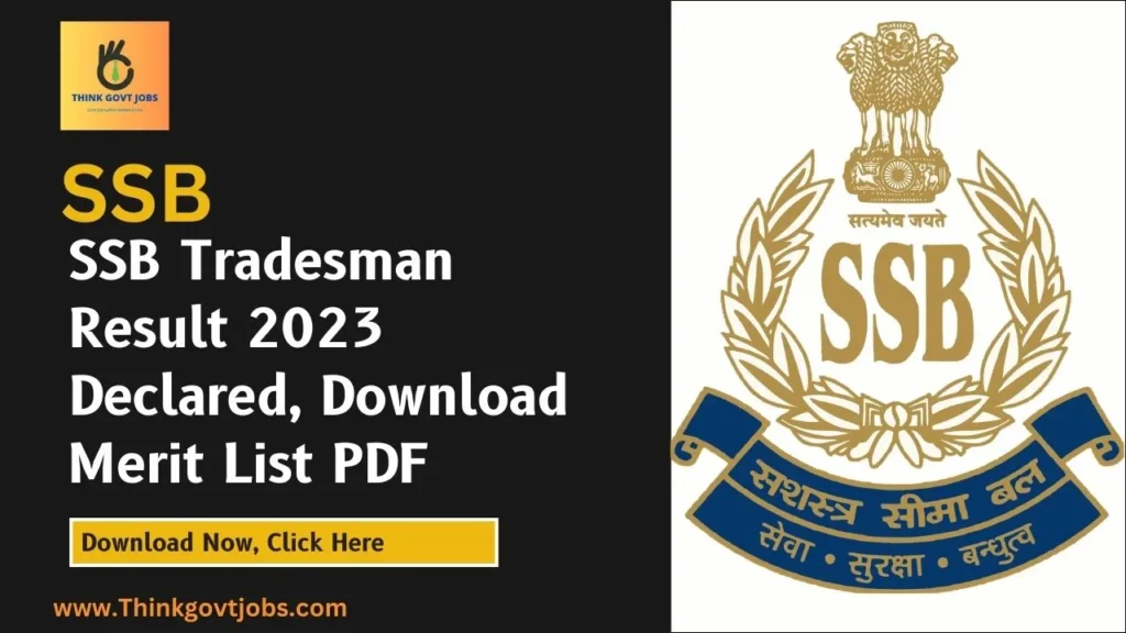 SSB Tradesman Result 2023 Declared, Download Merit List PDF