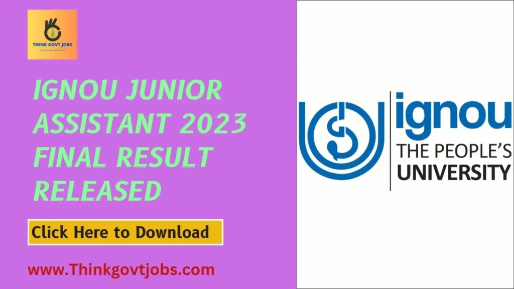 IGNOU Junior Assistant 2023 Final Result Released