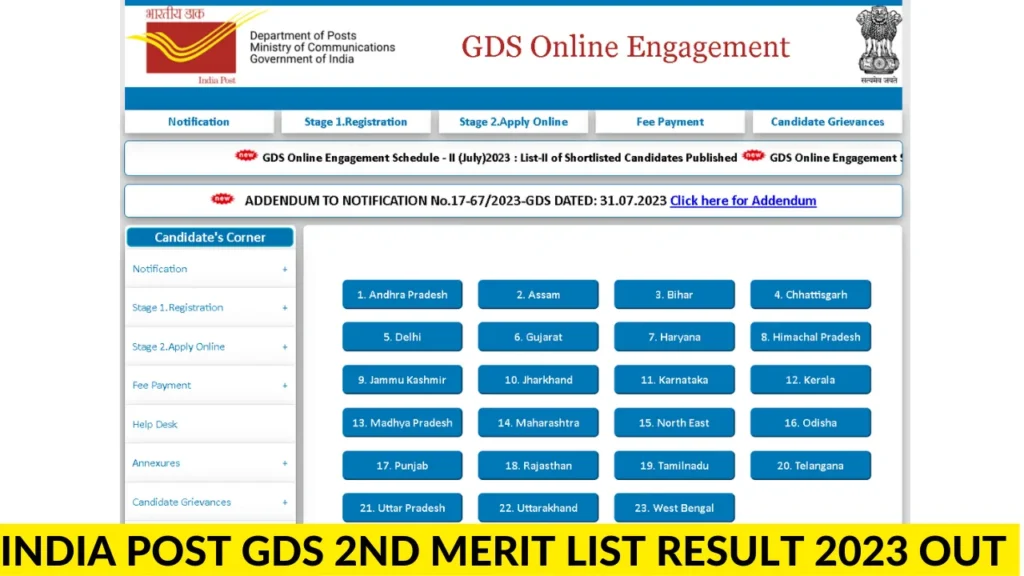 India Post GDS 2nd Merit List Result 2023