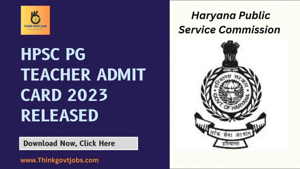 HPSC PG teacher Admit card 2023 Released