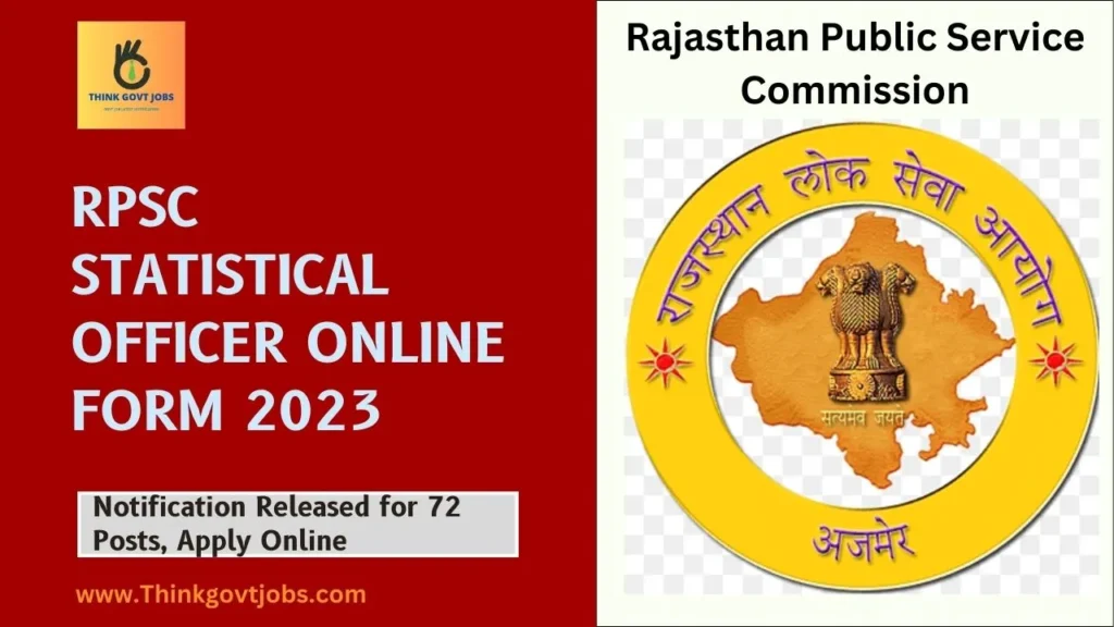 RPSC Statistical Officer Online Form 2023