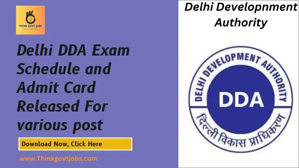 Delhi DDA Exam Schedule and Admit Card Released For various post