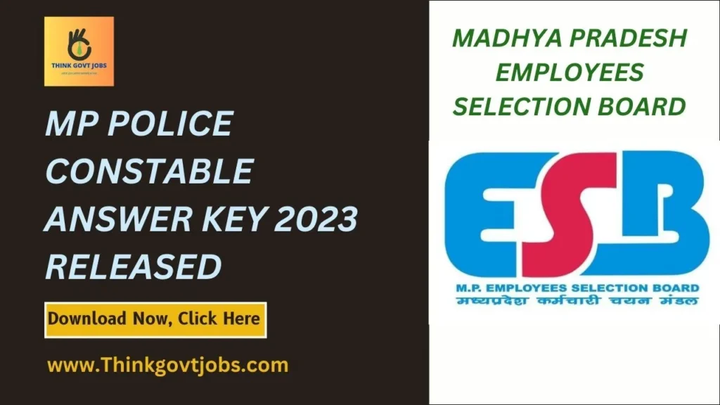 MP Police Constable Answer Key 2023 Released