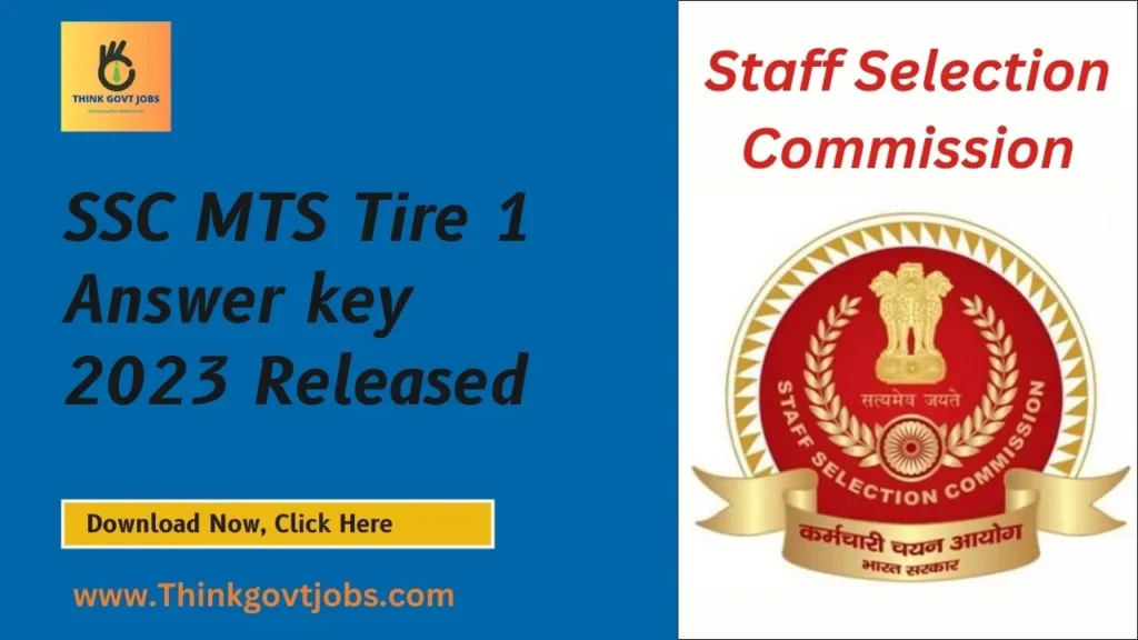 SSC MTS Tire 1 Answer key 2023 Released