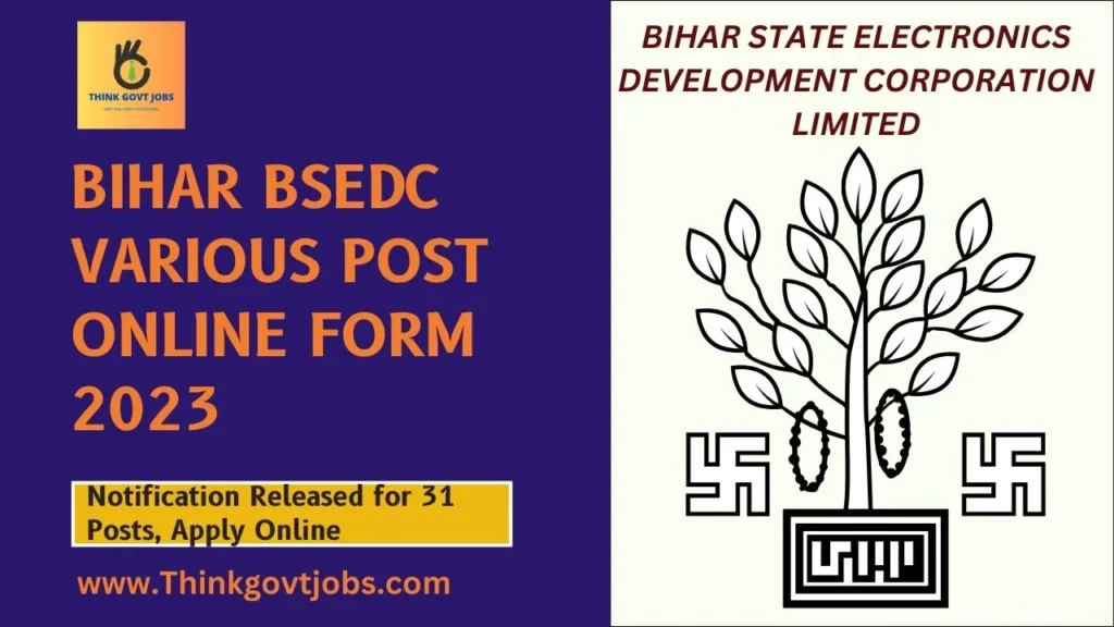 Bihar BSEDC Various Post Online Form 2023