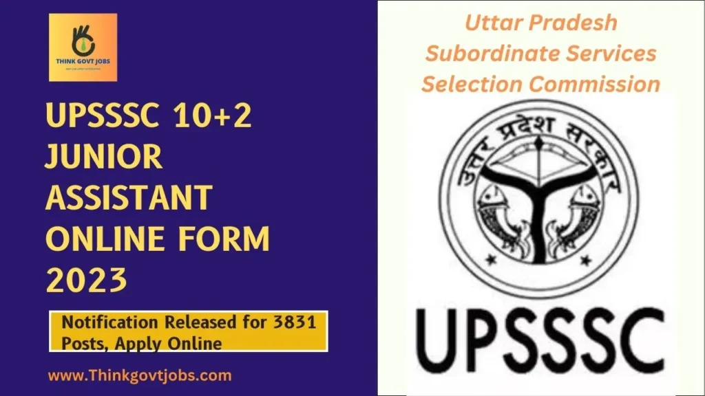 UPSSSC 10+2 Junior Assistant  Online form 2023 