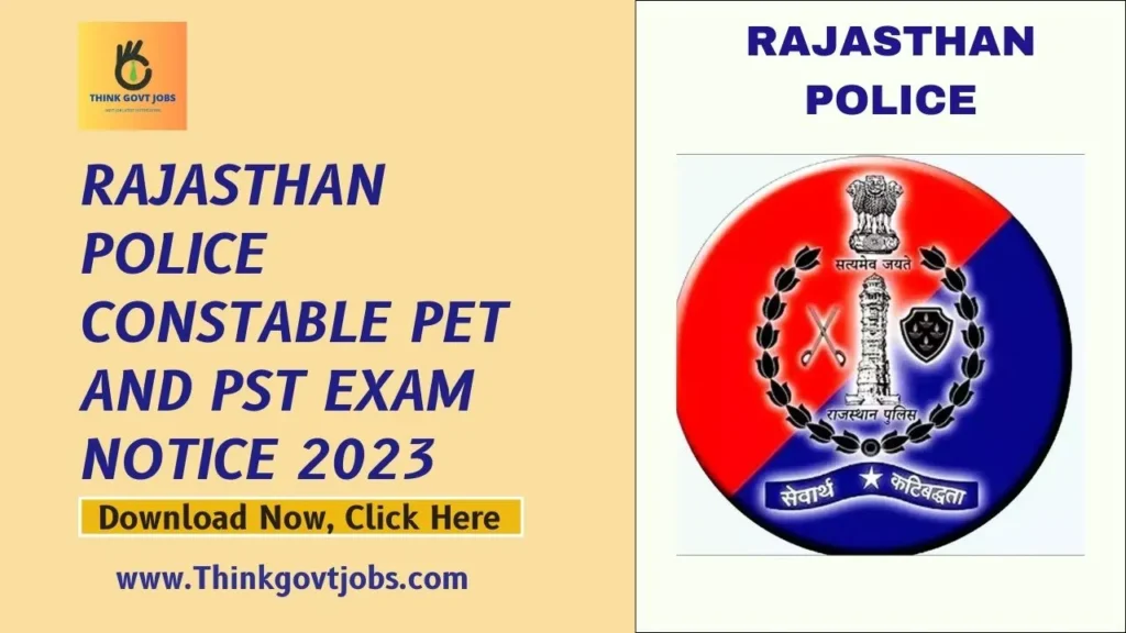 Rajasthan Police Constable PET And PST Exam Notice 2023