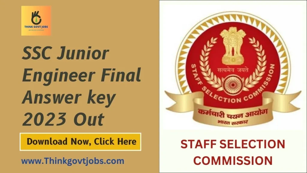 SSC Junior Engineer Final Answer key 2023 Out