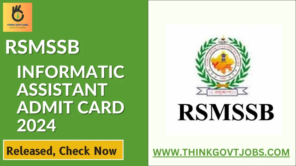 RSMSSB Informatic Assistant Admit Card 2024