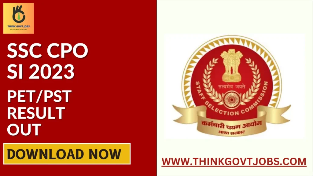 SSC CPO SI 2023 PET PST Result