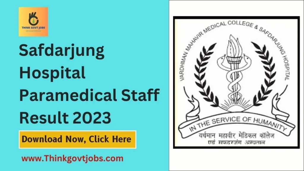 Safdarjung Hospital Paramedical Staff Result 2023