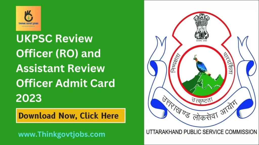 UKPSC RO And ARO Admit Card 2023