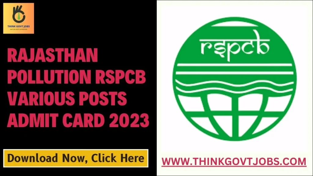Rajasthan Pollution RSPCB Various Posts Admit Card 2023