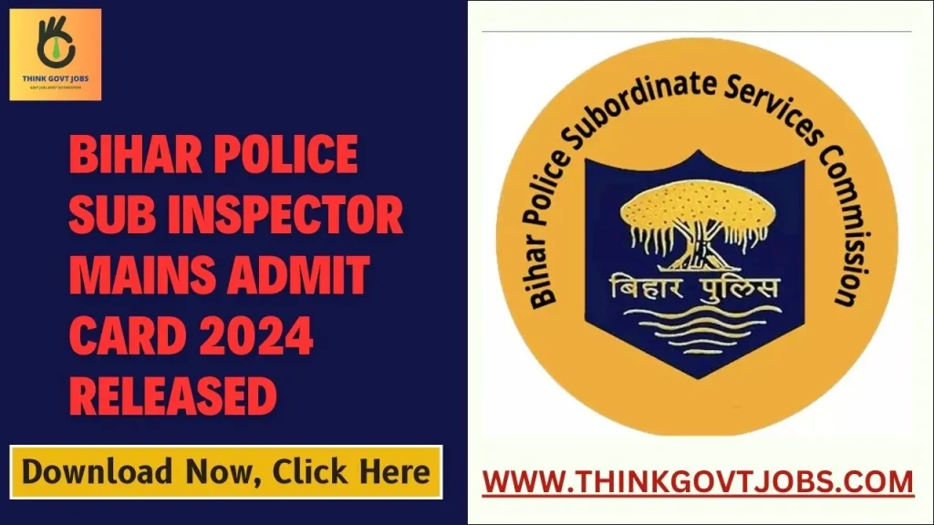 Bihar Police Sub Inspector Mains Admit Card 2024