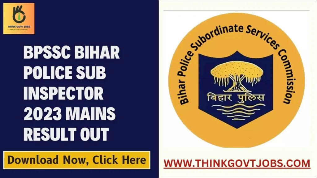 BPSSC Bihar Police Sub Inspector 2023 Mains Result