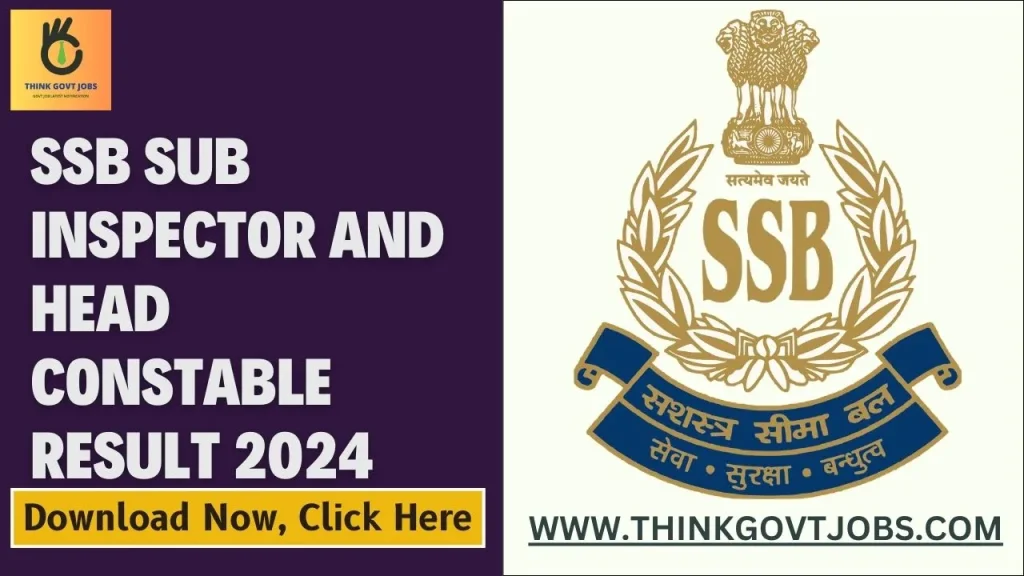 SSB Sub Inspector And Head Constable Result 2024