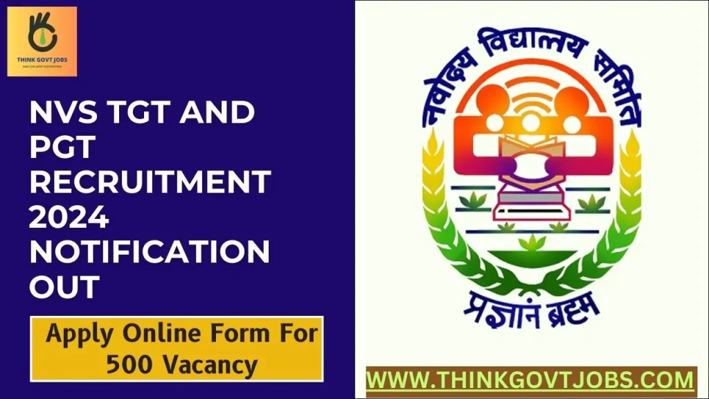 NVS TGT and PGT Recruitment 2024 Notification Out