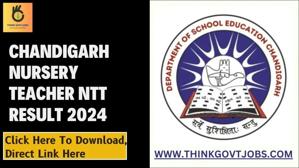 Chandigarh Nursery Teacher NTT Result 2024