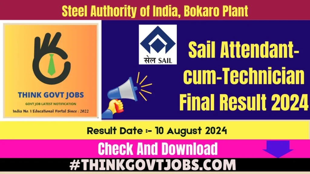 Sail Attendant cum Technician Result 2024