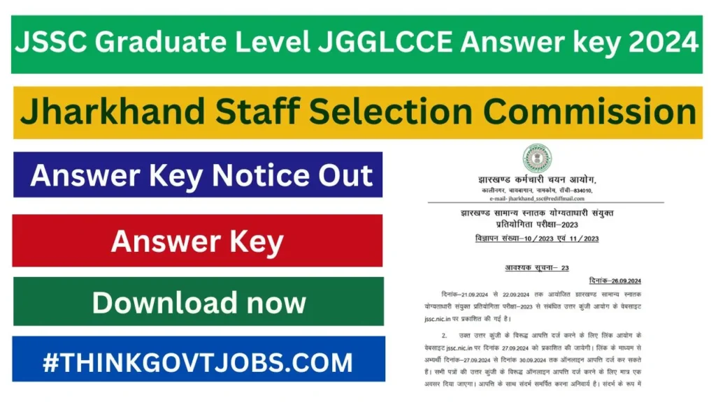 JSSC Graduate Level JGGLCCE Answer key 2024