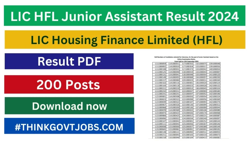 LIC HFL Junior Assistant Result 2024 Out
