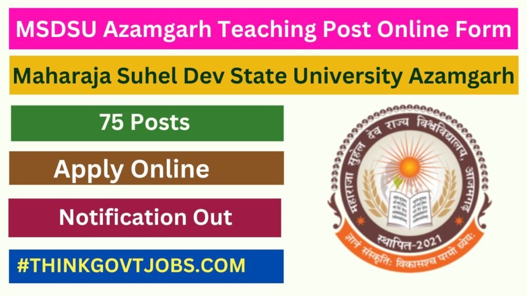 MSDSU Azamgarh Teaching Post Online Form 2024