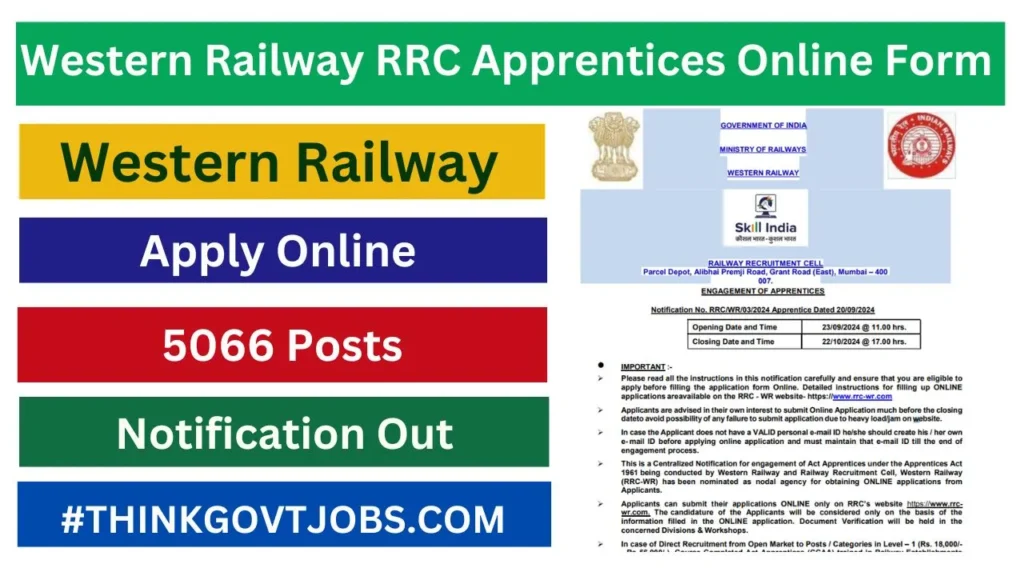 Western Railway RRC Apprentices Online Form 2024