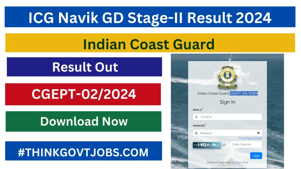 Indian Coast Guard ICG Navik GD Stage-II Result 2024