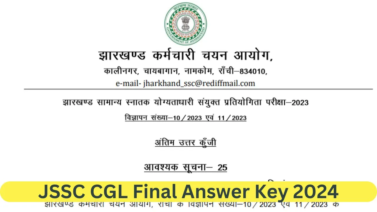 JSSC CGL Final Answer Key 2024