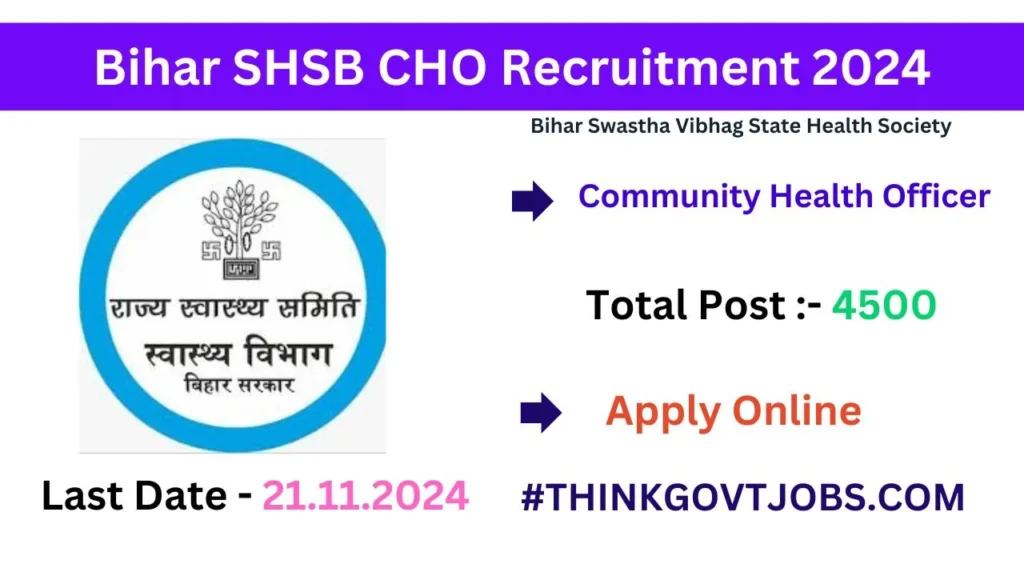 Bihar SHSB CHO Recruitment 2024