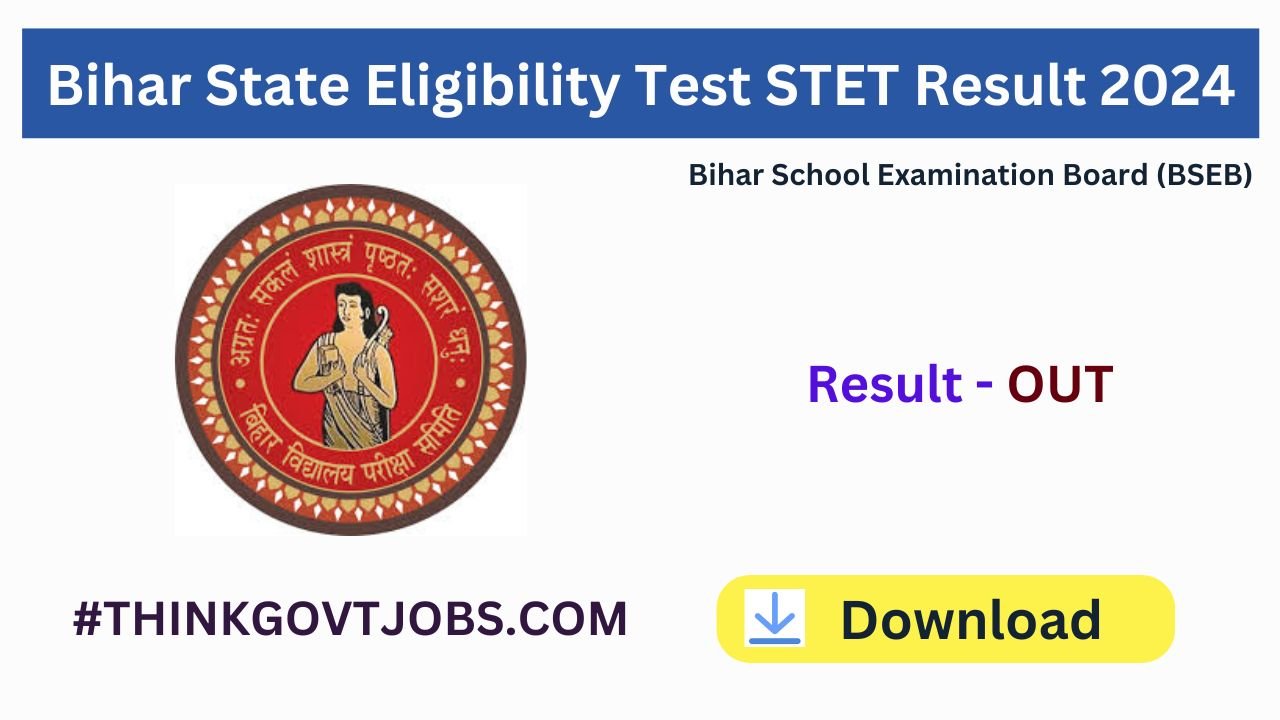 Bihar State Eligibility Test STET Result 2024