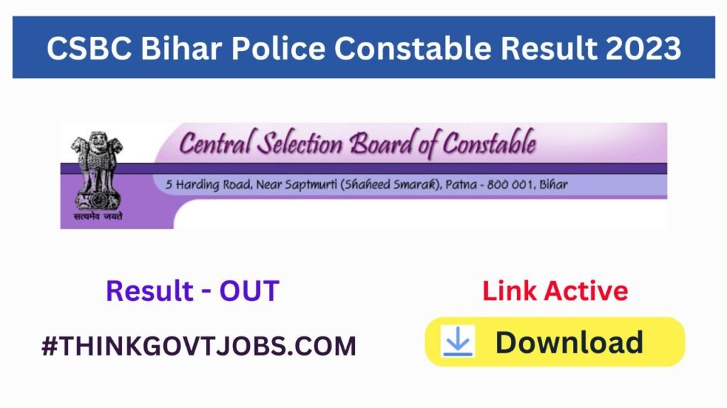 CSBC Bihar Police Constable Result 2023