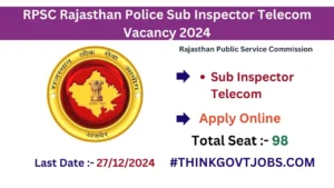 RPSC Rajasthan Police Sub Inspector Telecom Recruitment 2024