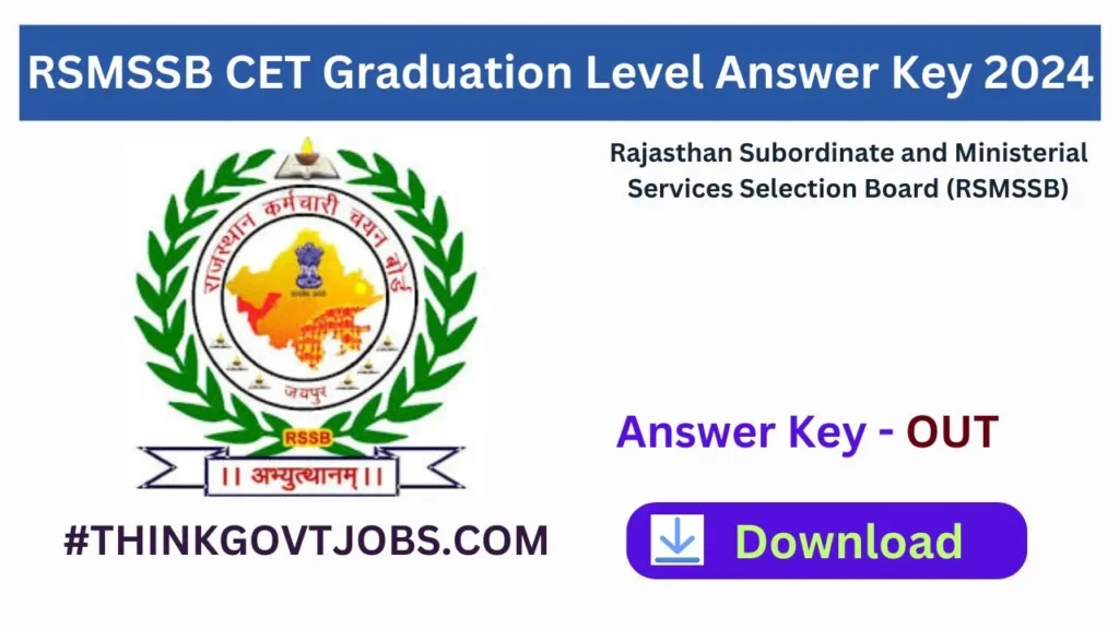 RSMSSB CET Graduation Level Answer Key 2024