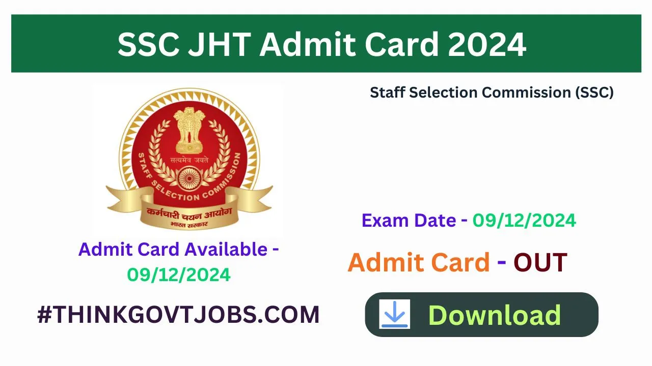 SSC JHT Admit Card 2024