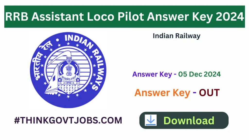 RRB Assistant Loco Pilot Answer Key 2024