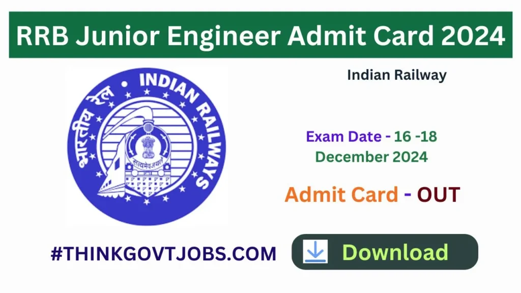 RRB Junior Engineer Admit Card 2024