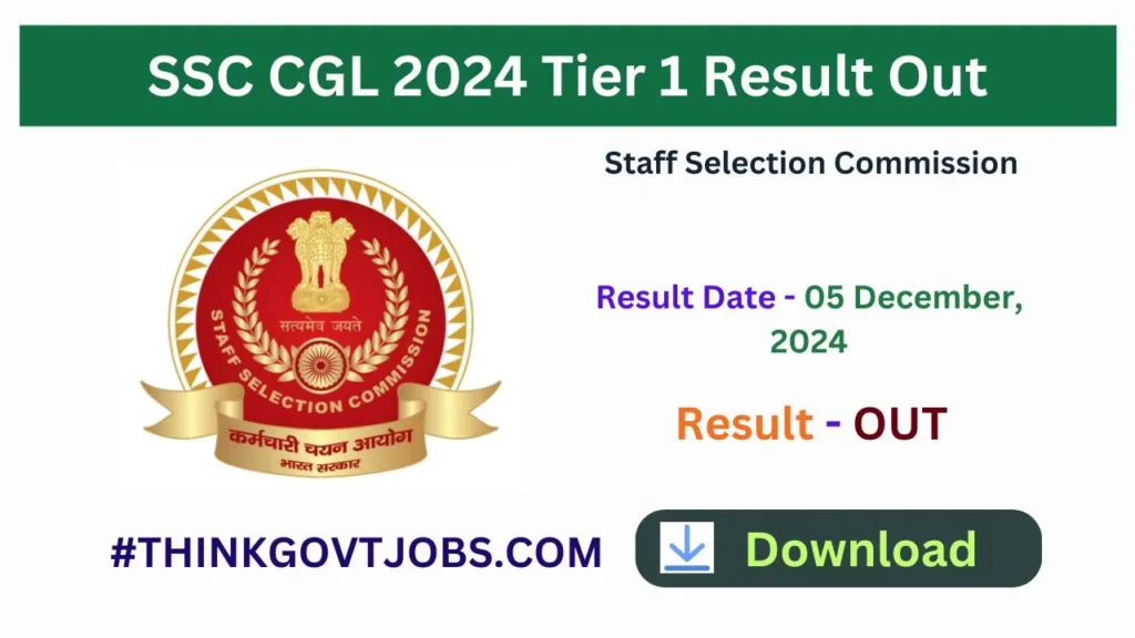 SSC CGL 2024 Tier 1 Result Out