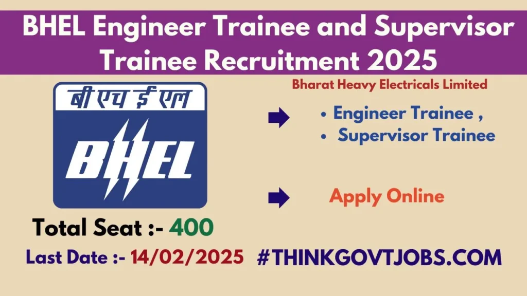 BHEL Engineer Trainee and Supervisor Trainee Recruitment 2025