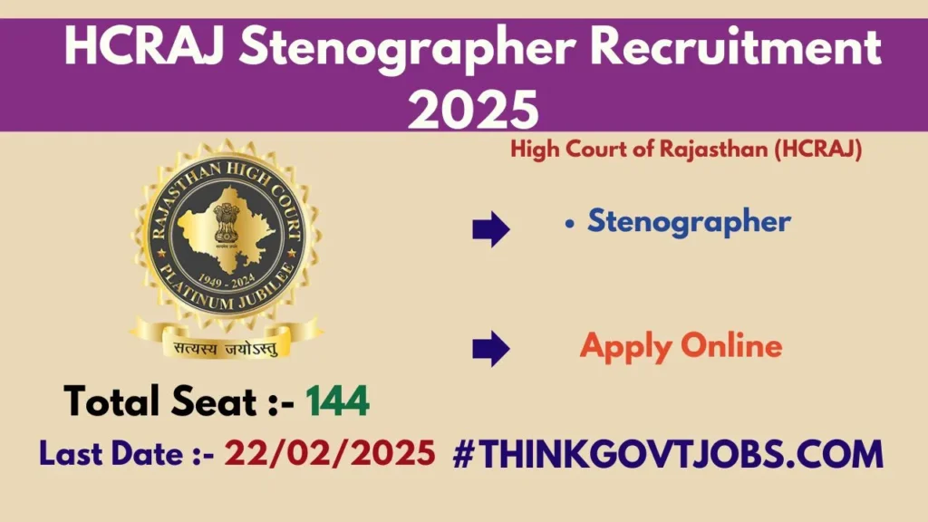 HCRAJ Stenographer Recruitment 2025