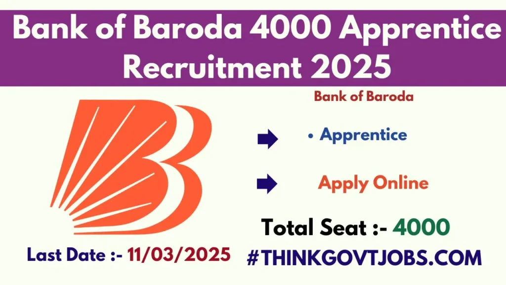 Bank of Baroda 4000 Apprentice Recruitment 2025