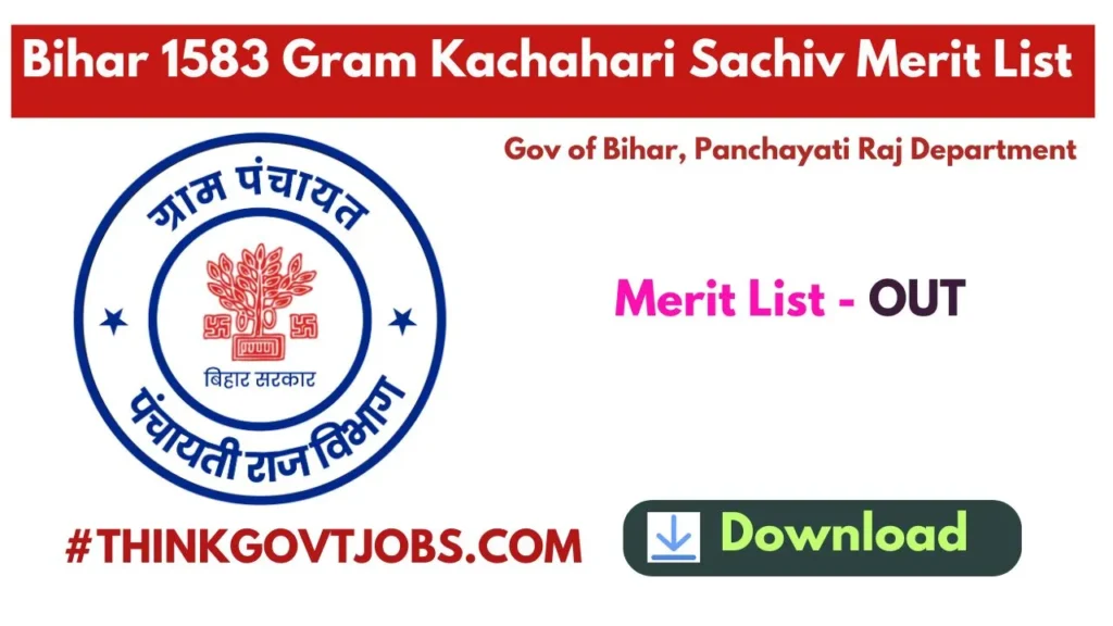 Bihar 1583 Gram Kachahari Sachiv Merit List 2025