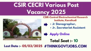 CSIR CECRI Various Post Recruitment 2025