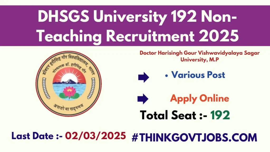 DHSGS University 192 Non-Teaching Recruitment 2025