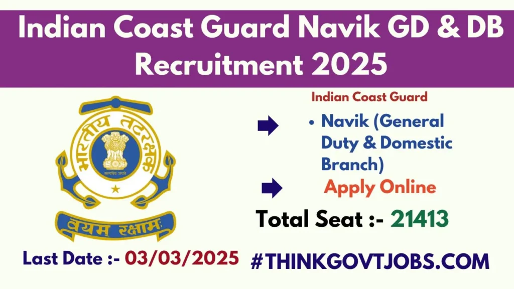 Indian Coast Guard Navik GD & DB Recruitment 2025