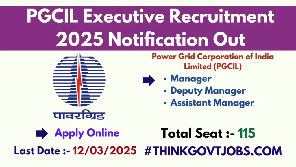 PGCIL 115 Executive Recruitment 2025