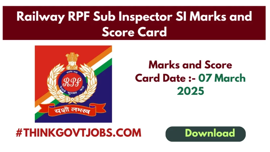 Railway RPF Sub Inspector SI Marks and Score Card