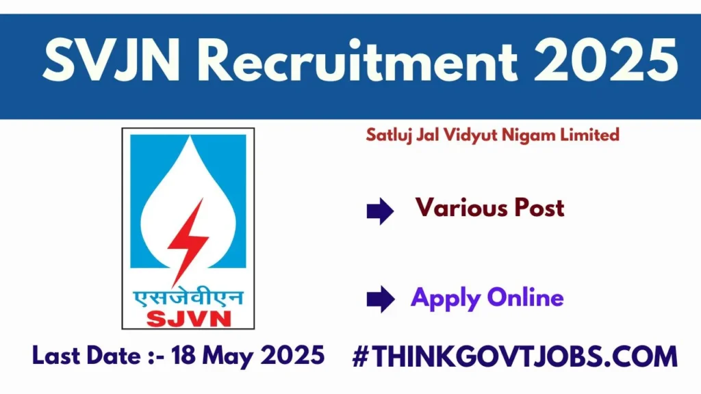 Here You Can Get All The Current And Upcoming Information Related To SJVN Executive Trainee Recruitment 2025. Like Recruitment News, SJVN Executive Trainee Recruitment 2025 Total Posts, Important Dates, Application Fees, Qualification, Age Limit, SJVN Executive Trainee Recruitment 2025 Selection Process, Salary, Syllabus, Exam Pattern, Exam Date, Admit Card, Answer Key, Merit List, Result, SJVN Executive Trainee Recruitment 2025 Question Paper and More.
